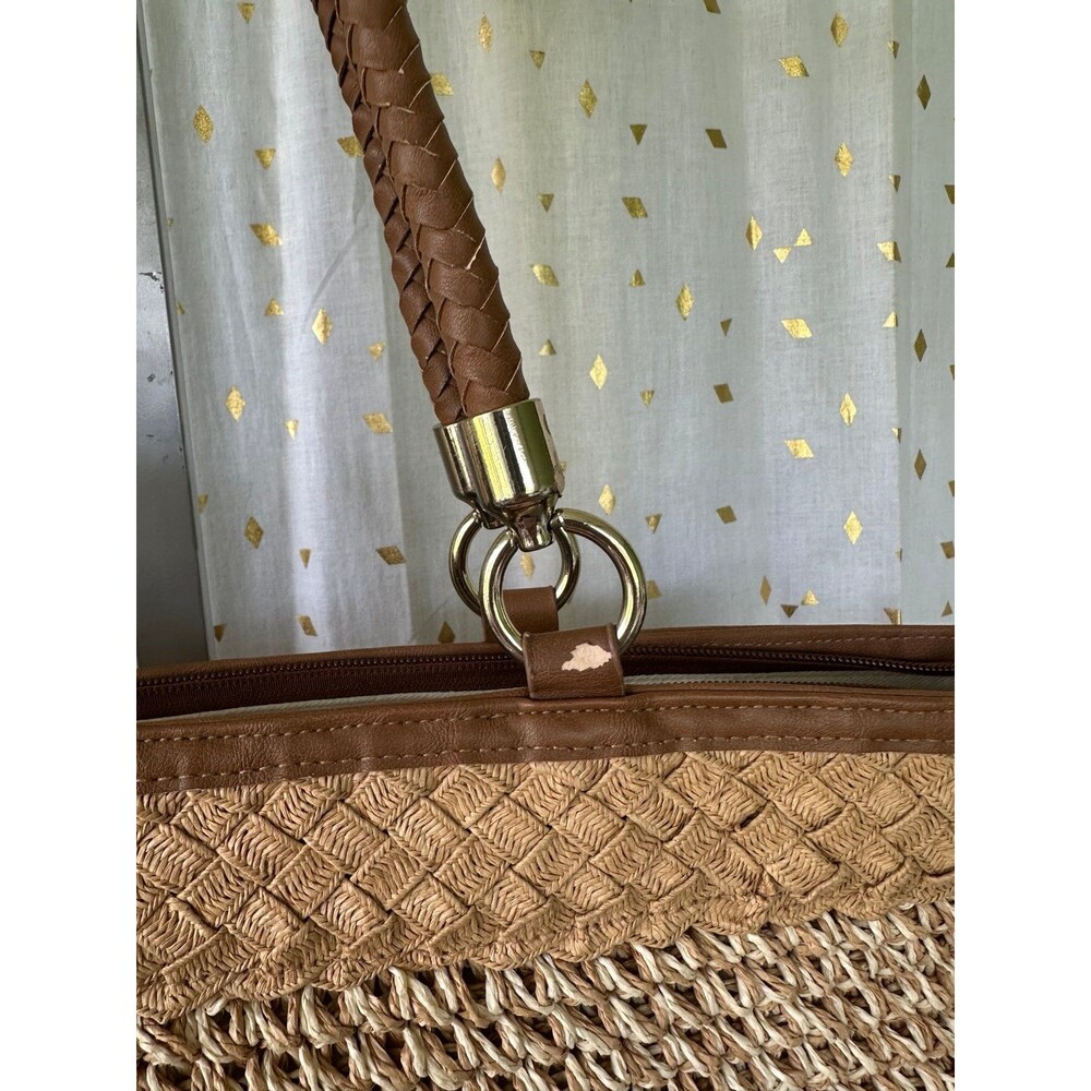 Giani Bernini Natural Marled Straw Dual Tassel Tote Handbag Shoulder Bag - Picture 8 of 9